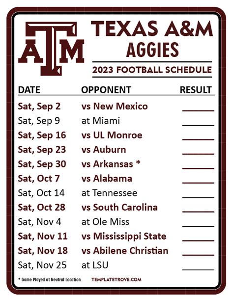 texas a&m football schedule 2023